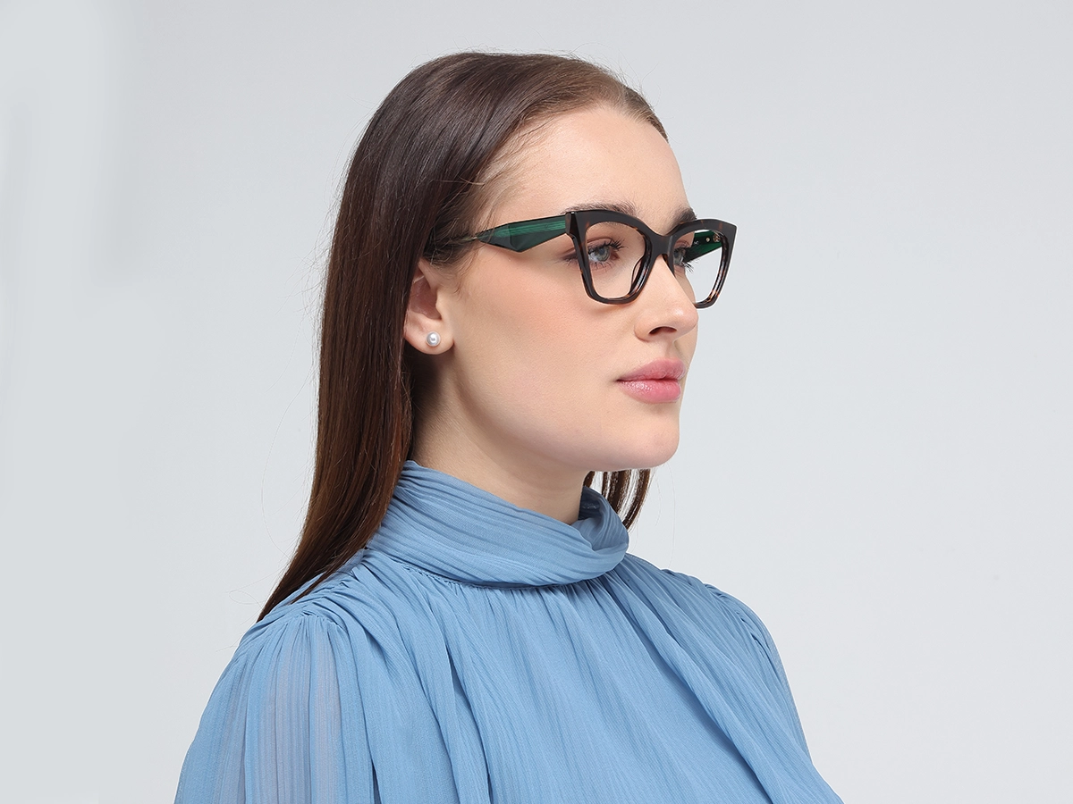 Dark Tortoise Square Cateye Glasses-1