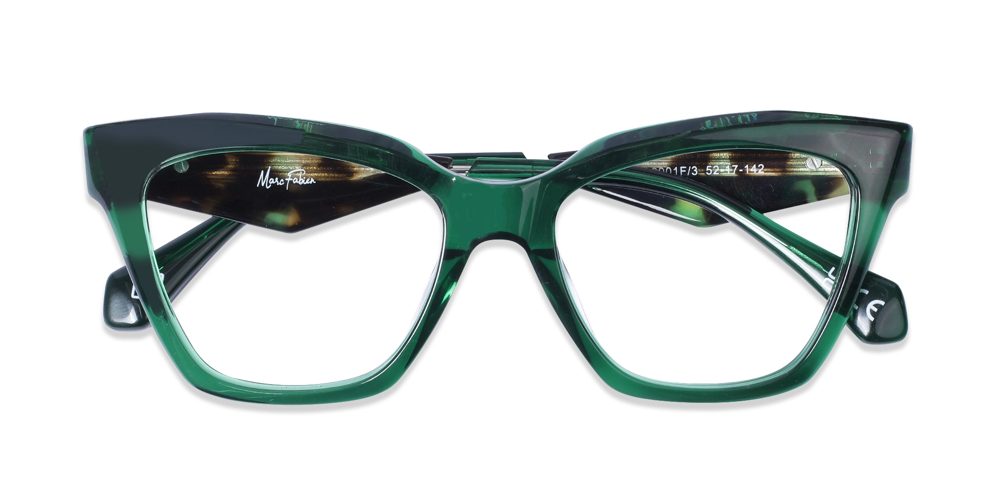 Crystal Emerald Green Square Cateye Glasses-1