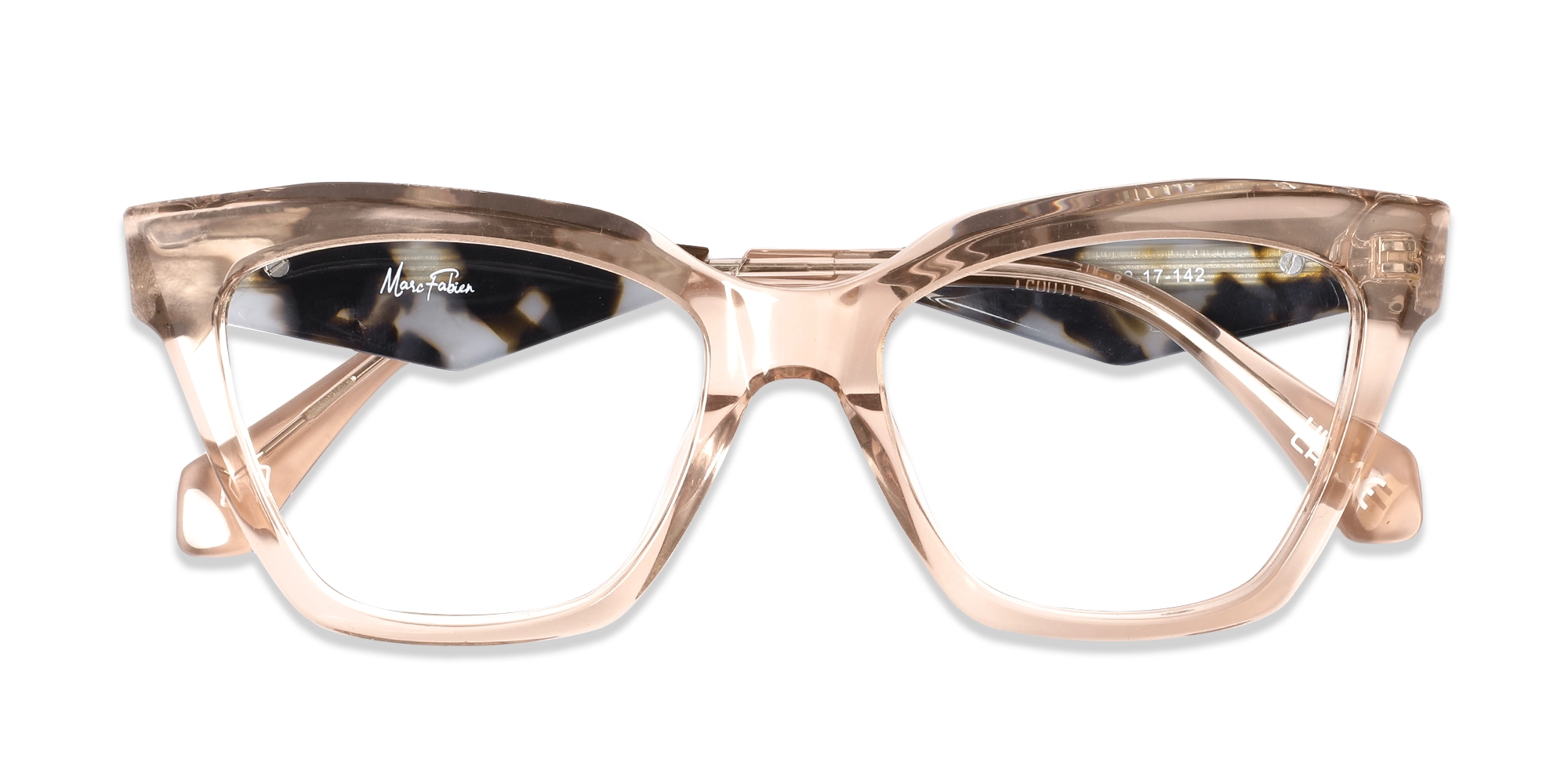 Crystal Peach Beige Square Cateye Glasses-1