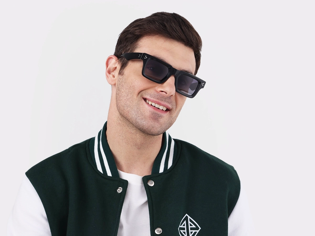 Thick Black Square Acetate Sunglasses 1