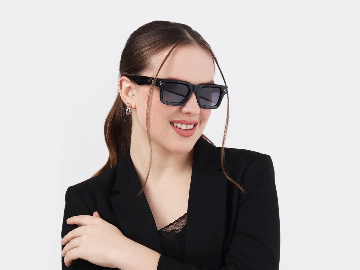 Thick Black Square Acetate Sunglasses 1