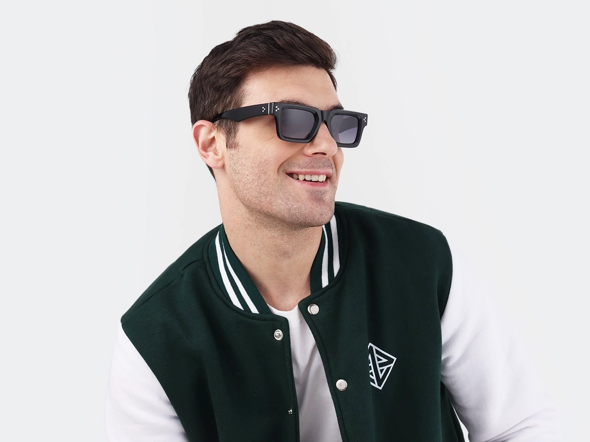 Thick Black Square Acetate Sunglasses 1