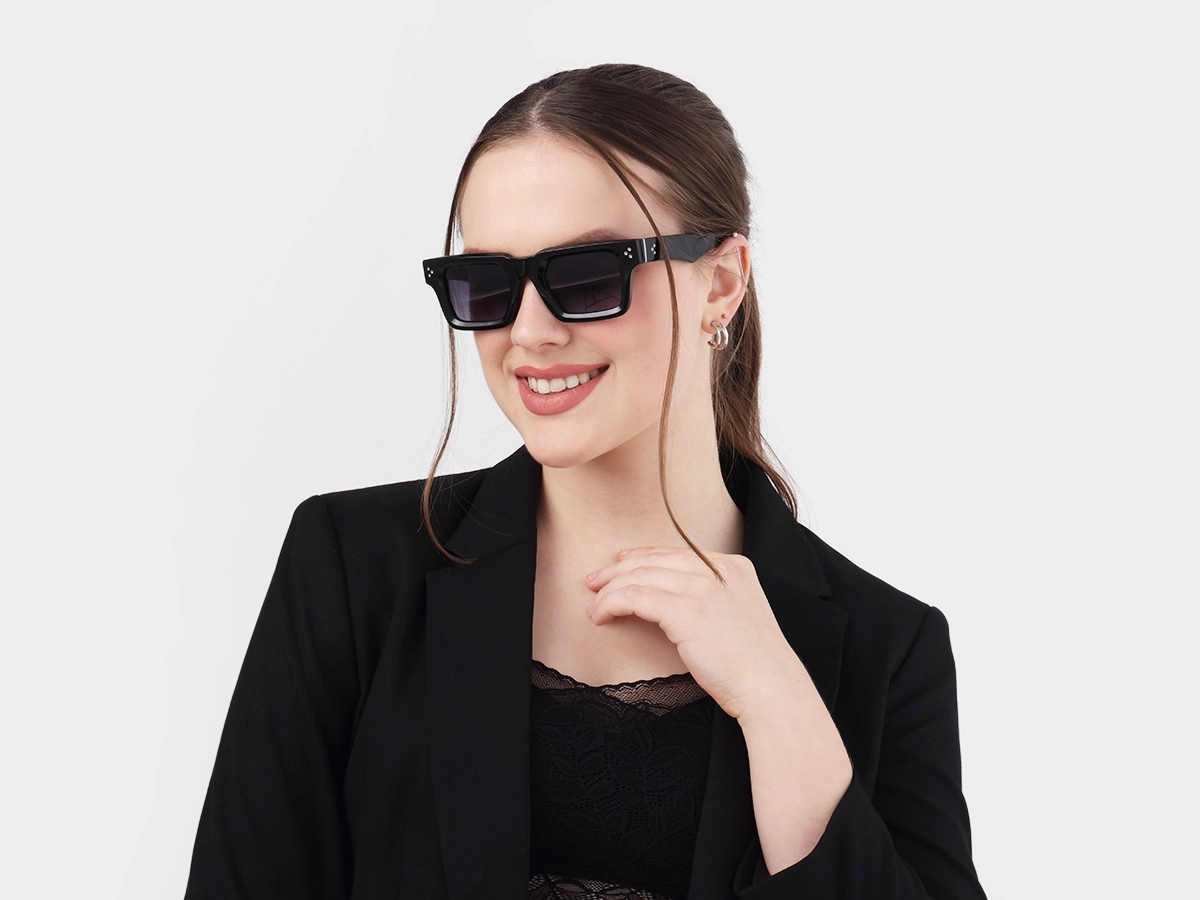 Thick Black Square Acetate Sunglasses 1
