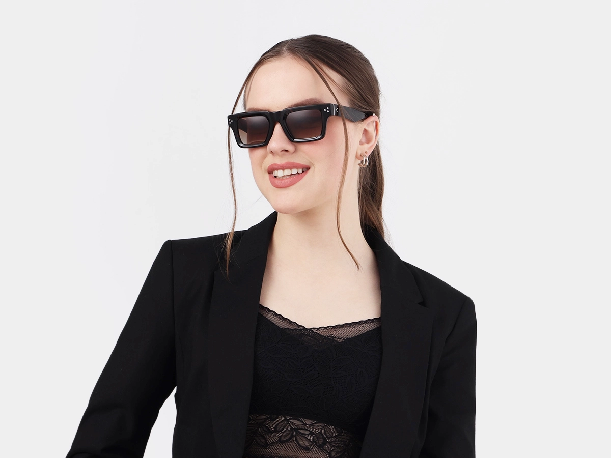 Dark Tortoise Square Acetate Full Rim Sunglasses 1