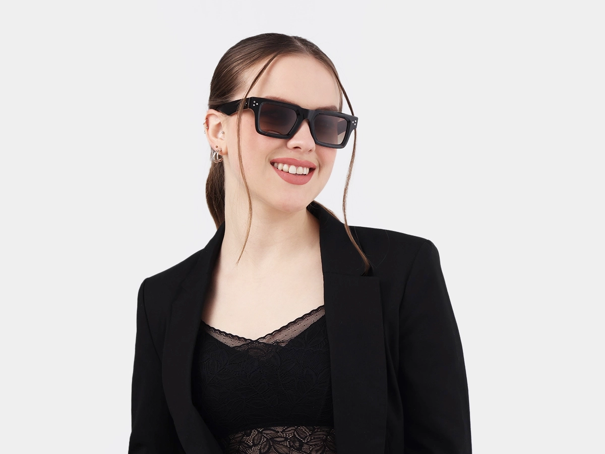 Dark Tortoise Square Acetate Full Rim Sunglasses 1