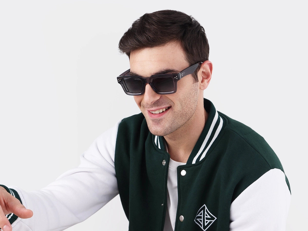 Crystal Slate Grey Square Full Rim Sunglasses 1