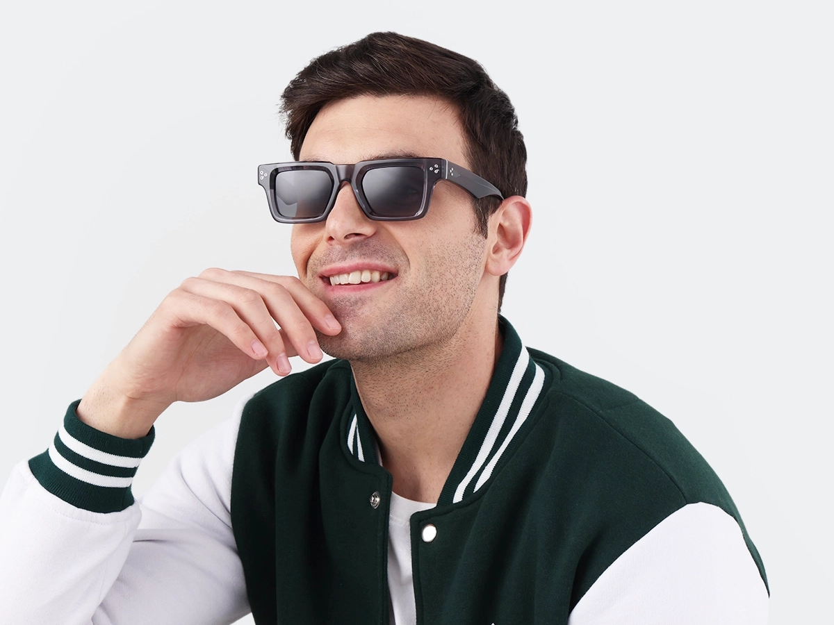 Crystal Slate Grey Square Full Rim Sunglasses 1