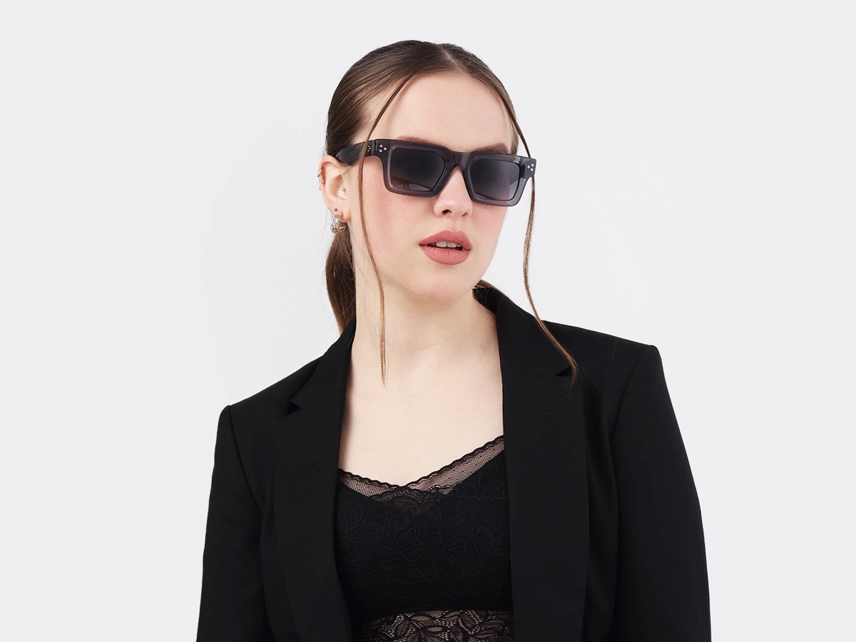 Crystal Slate Grey Square Full Rim Sunglasses 1