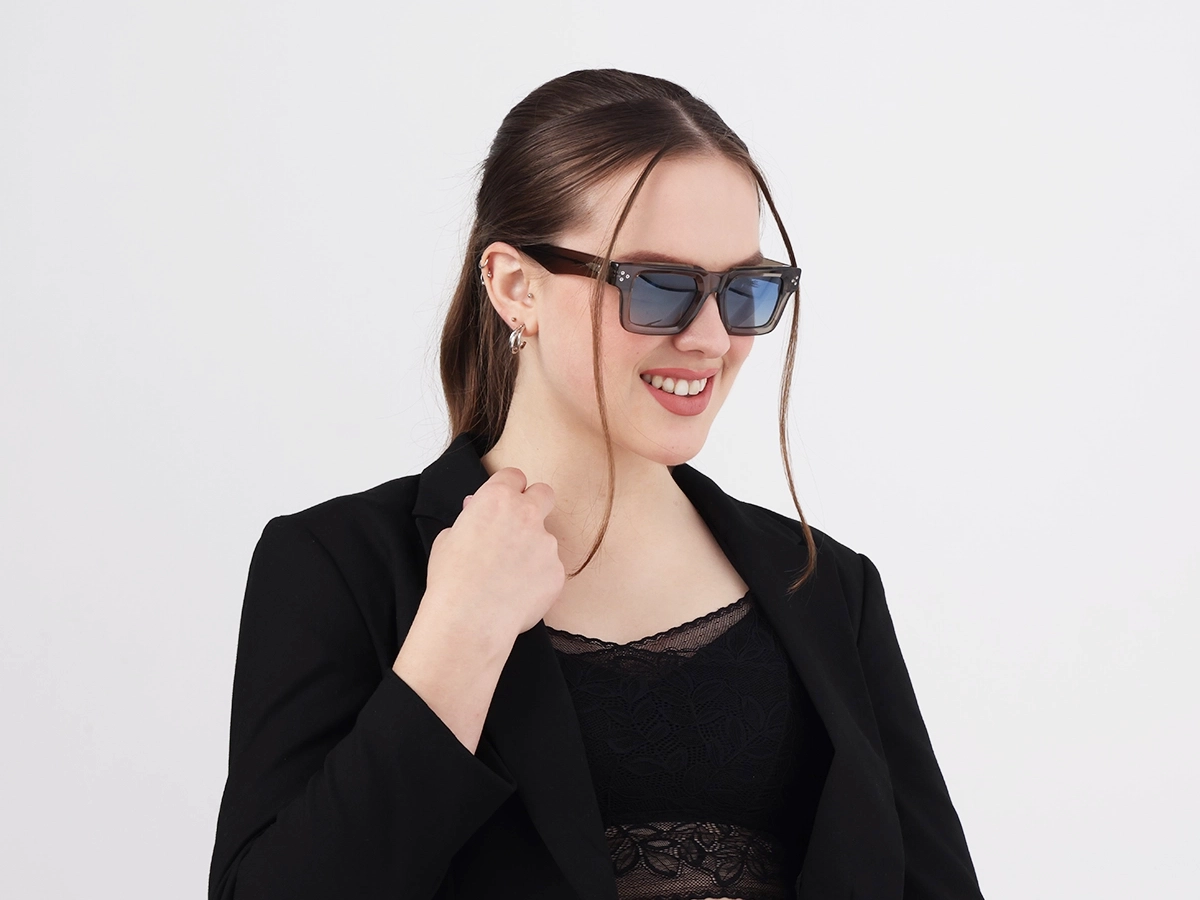 Thick Crystal Clary Sage Square Full Rim Sunglasses 1