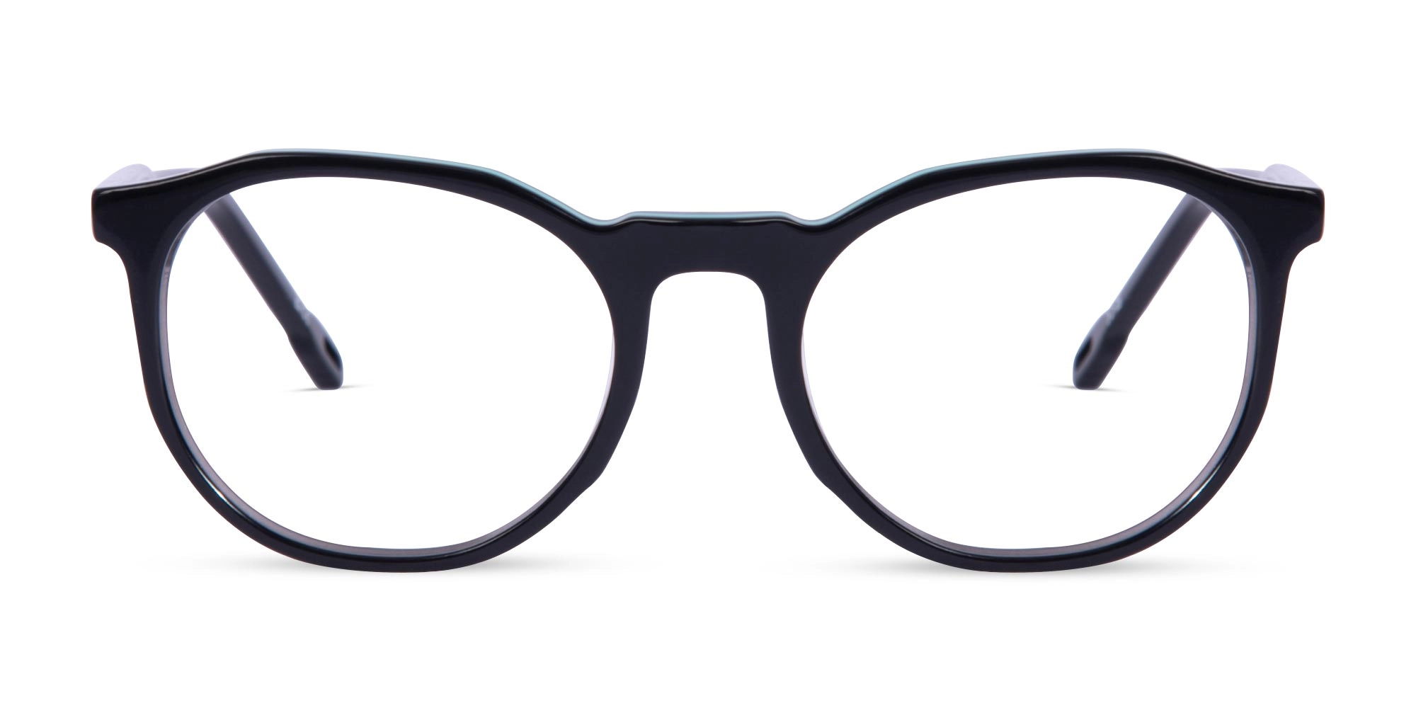 Black Acetate Round Frame Glasses -1