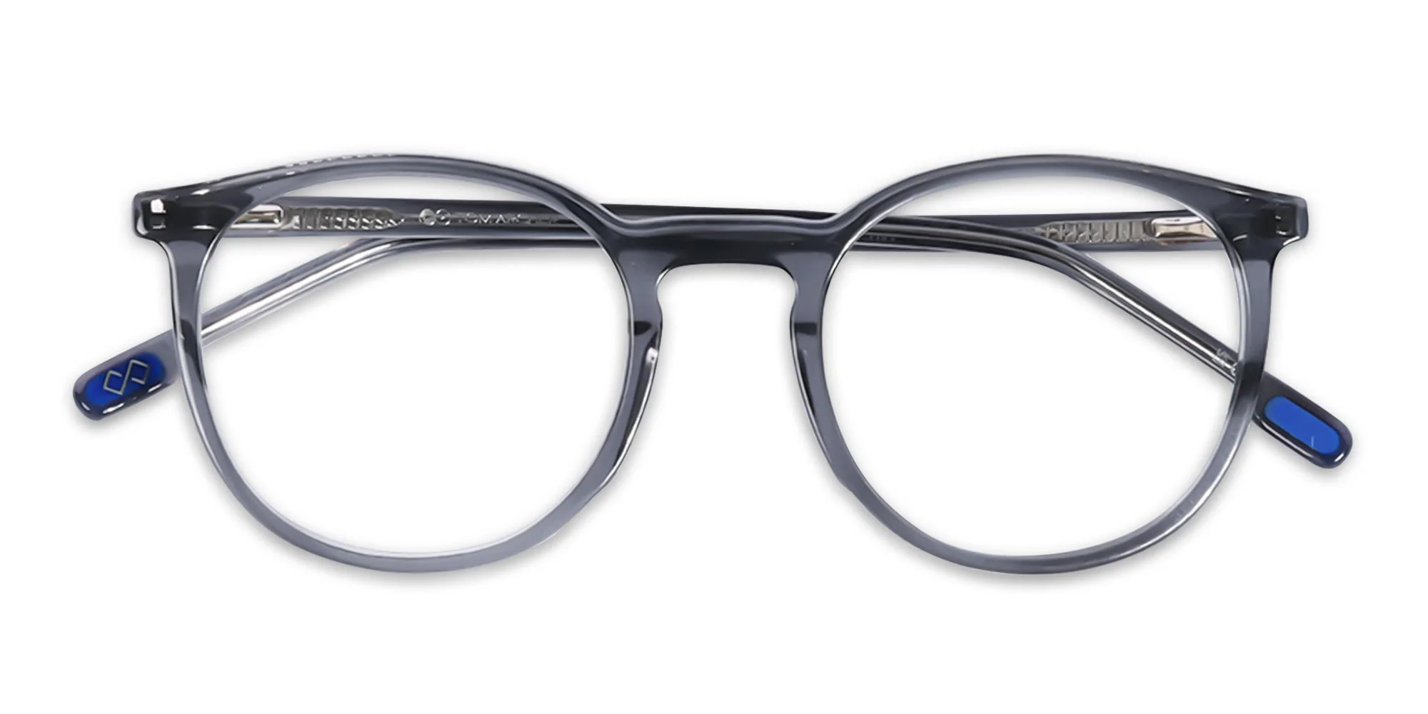 Crystal Charcoal Grey Round Frame Glasses -1