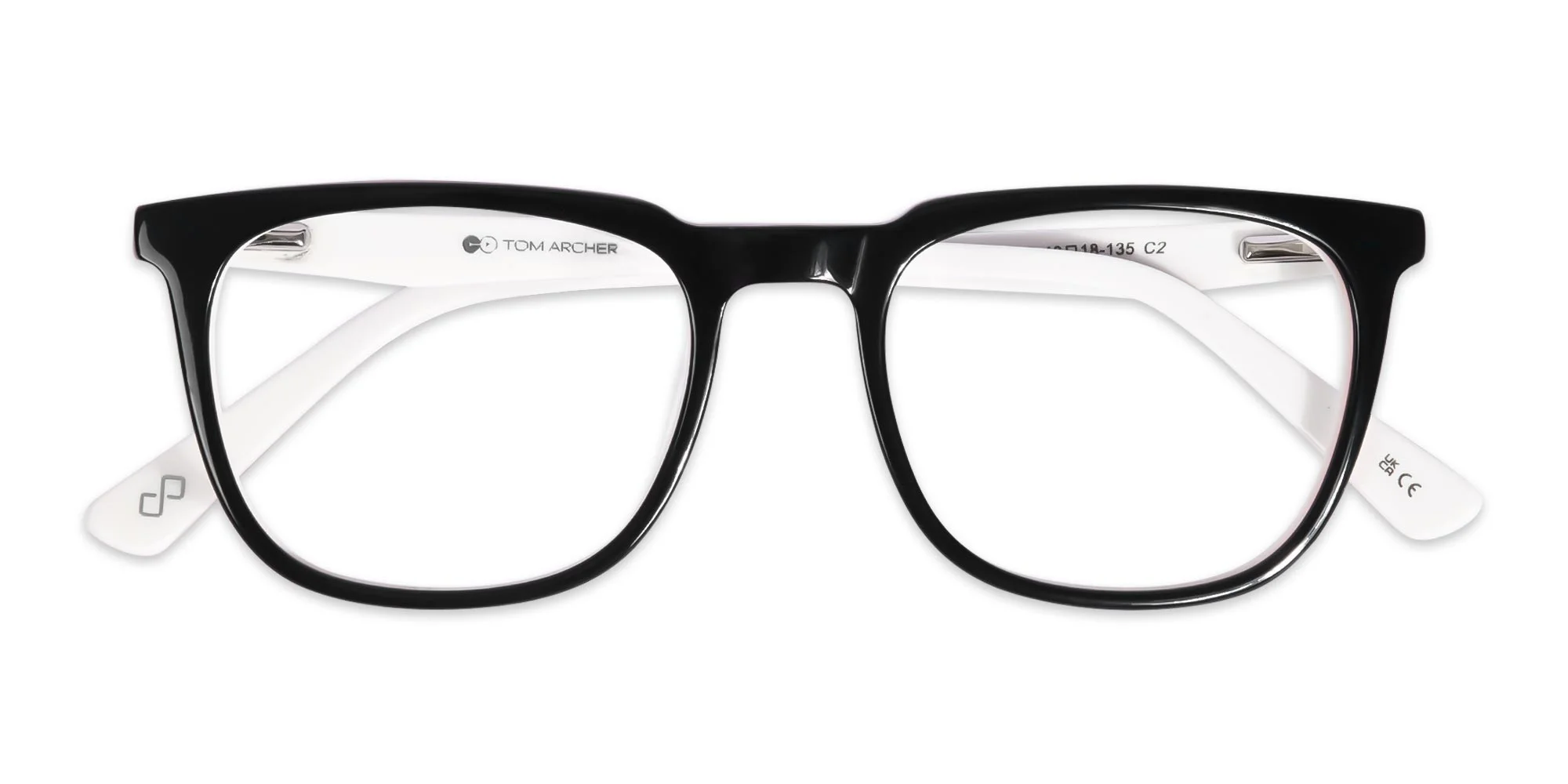 Black White And Red Square Glasses Frames -1