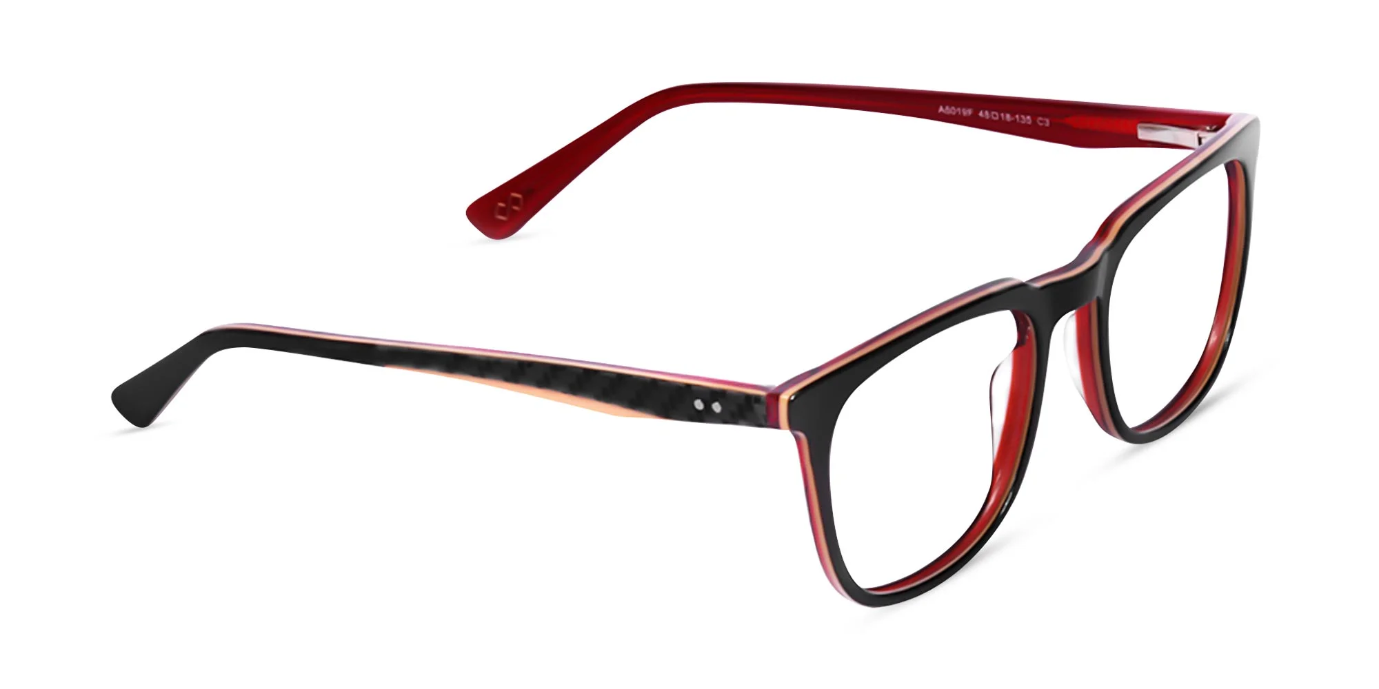 TEXAL 3 Black Red And Orange Square Eyeglasses Specscart