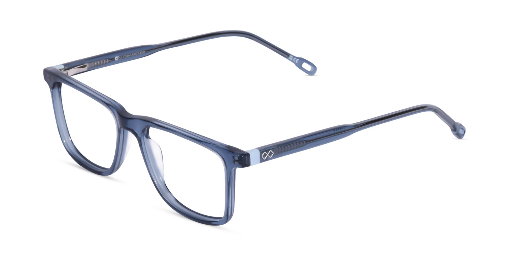 Crystal Denim Blue Rectangular Acetate Glasses-1