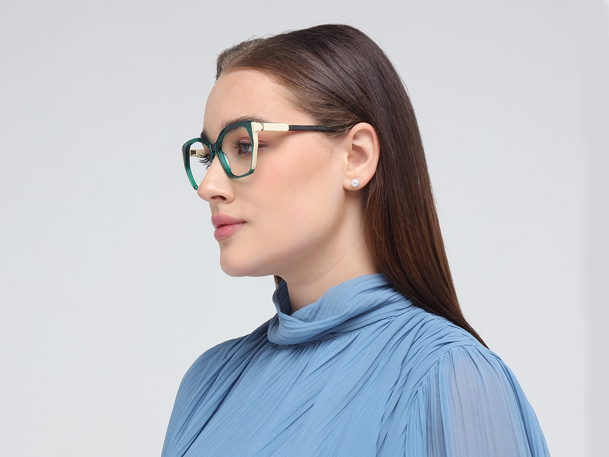 Teal Green Cat Eye Eyeglasses-1