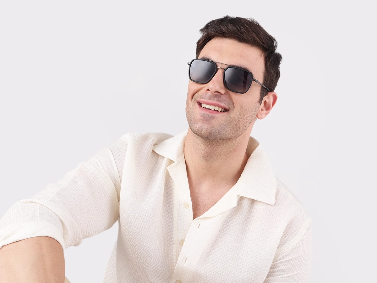 Matte Black & Gunmetal Fullrim Metal Sunglasses 1