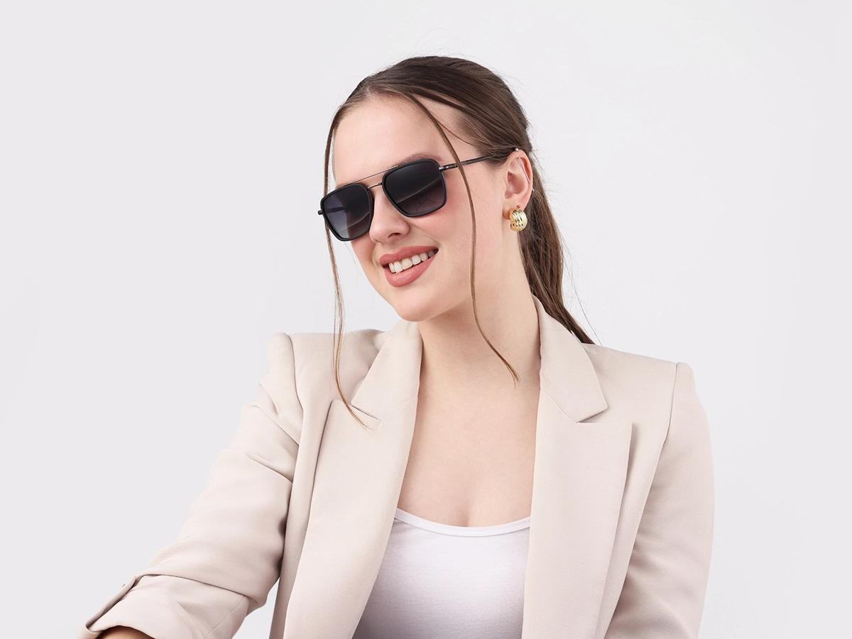Matte Black & Gunmetal Fullrim Metal Sunglasses 1