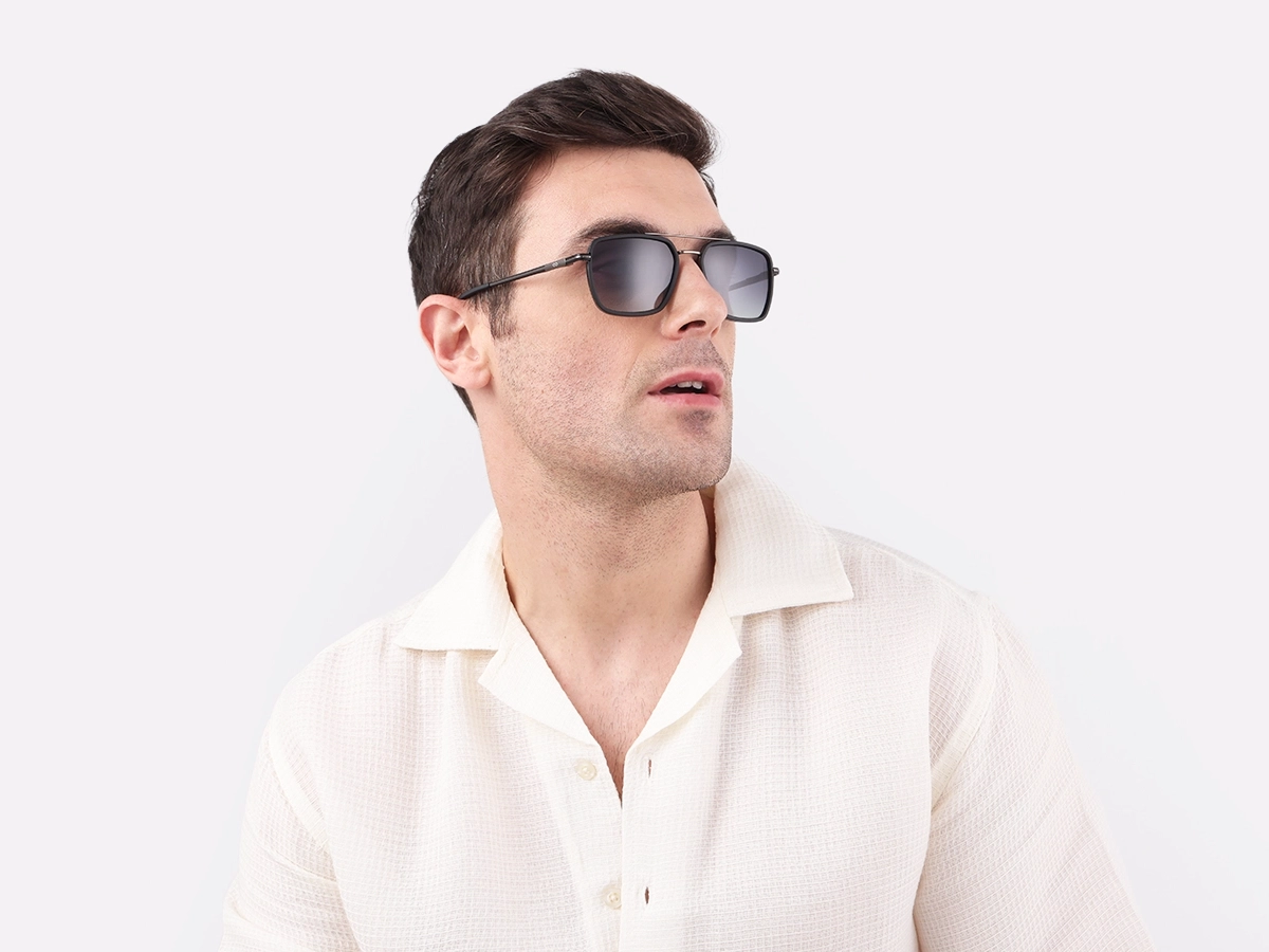 Matte Black & Gunmetal Fullrim Metal Sunglasses 1