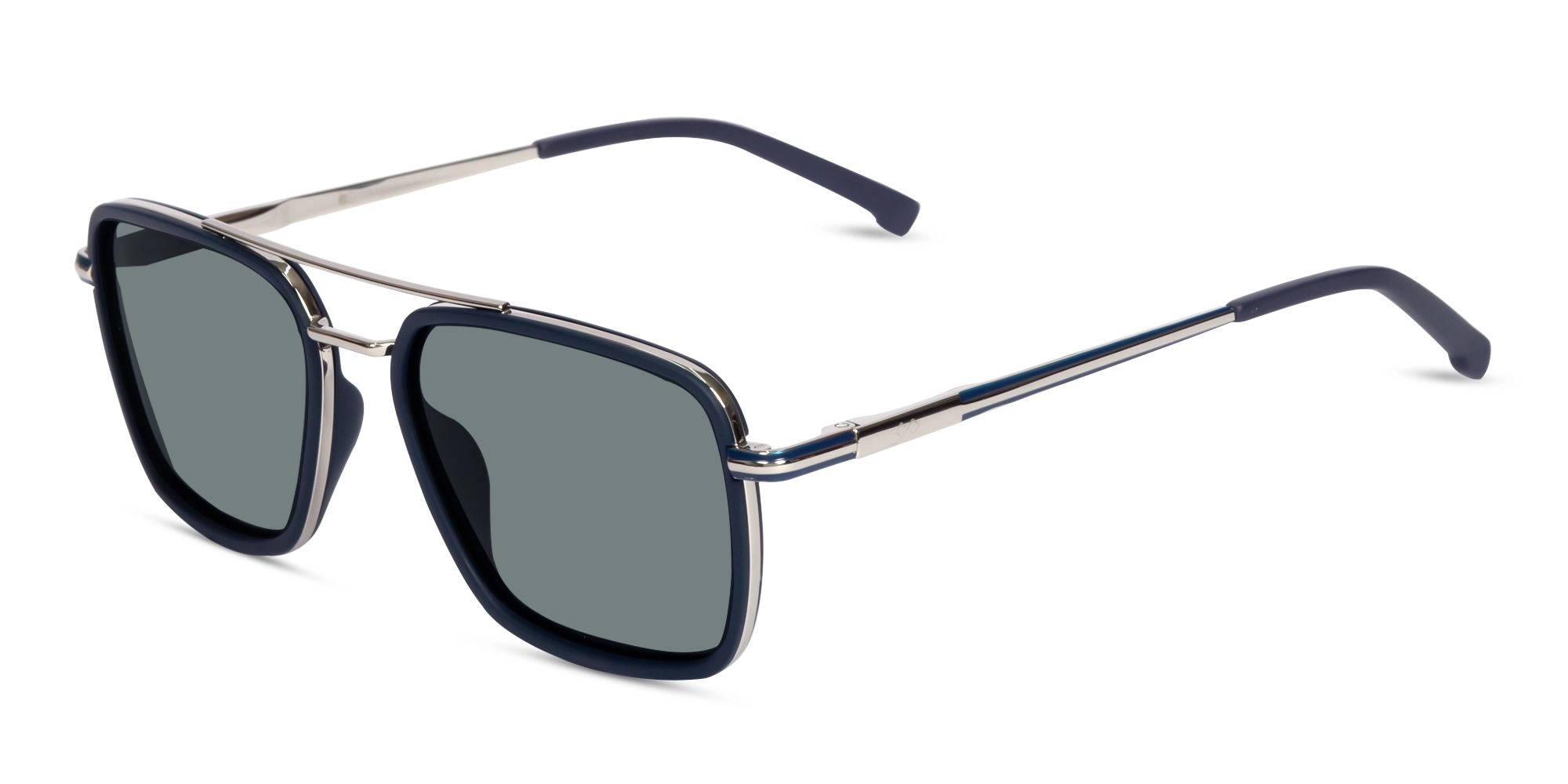 Matte Blue & Silver Metal Sunglasses 1
