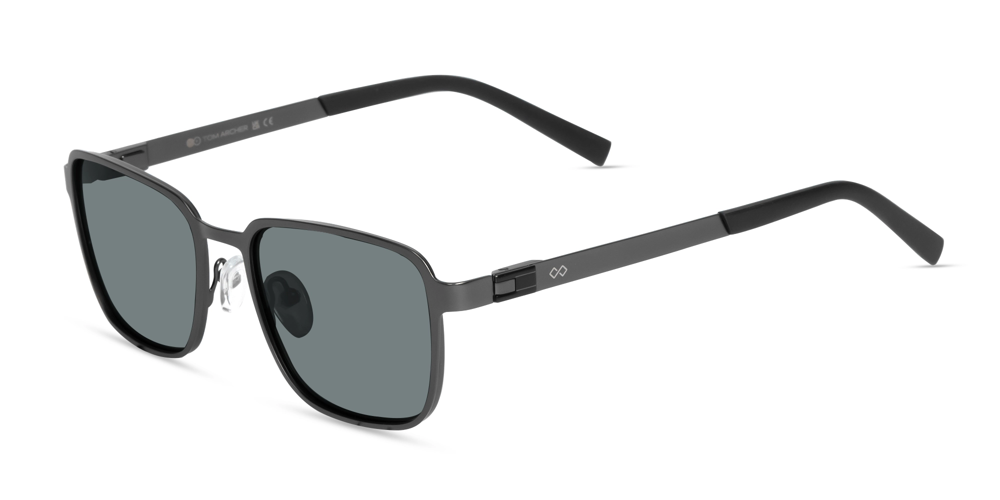 Matte Black Square Metal Full-Rim Sunglasses 1