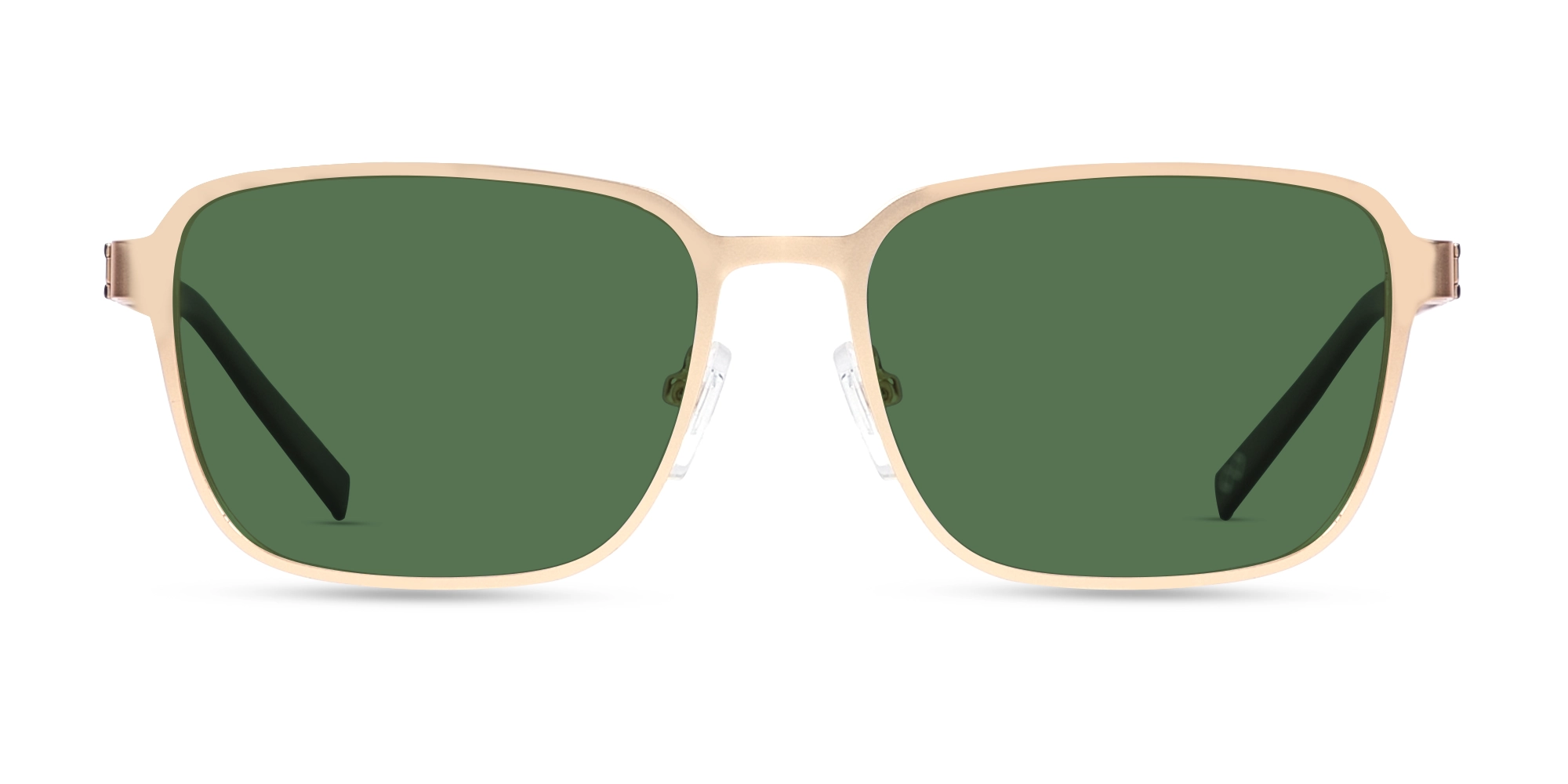 Matte Gold Rectangle Metal Full-Rim Sunglasses 1