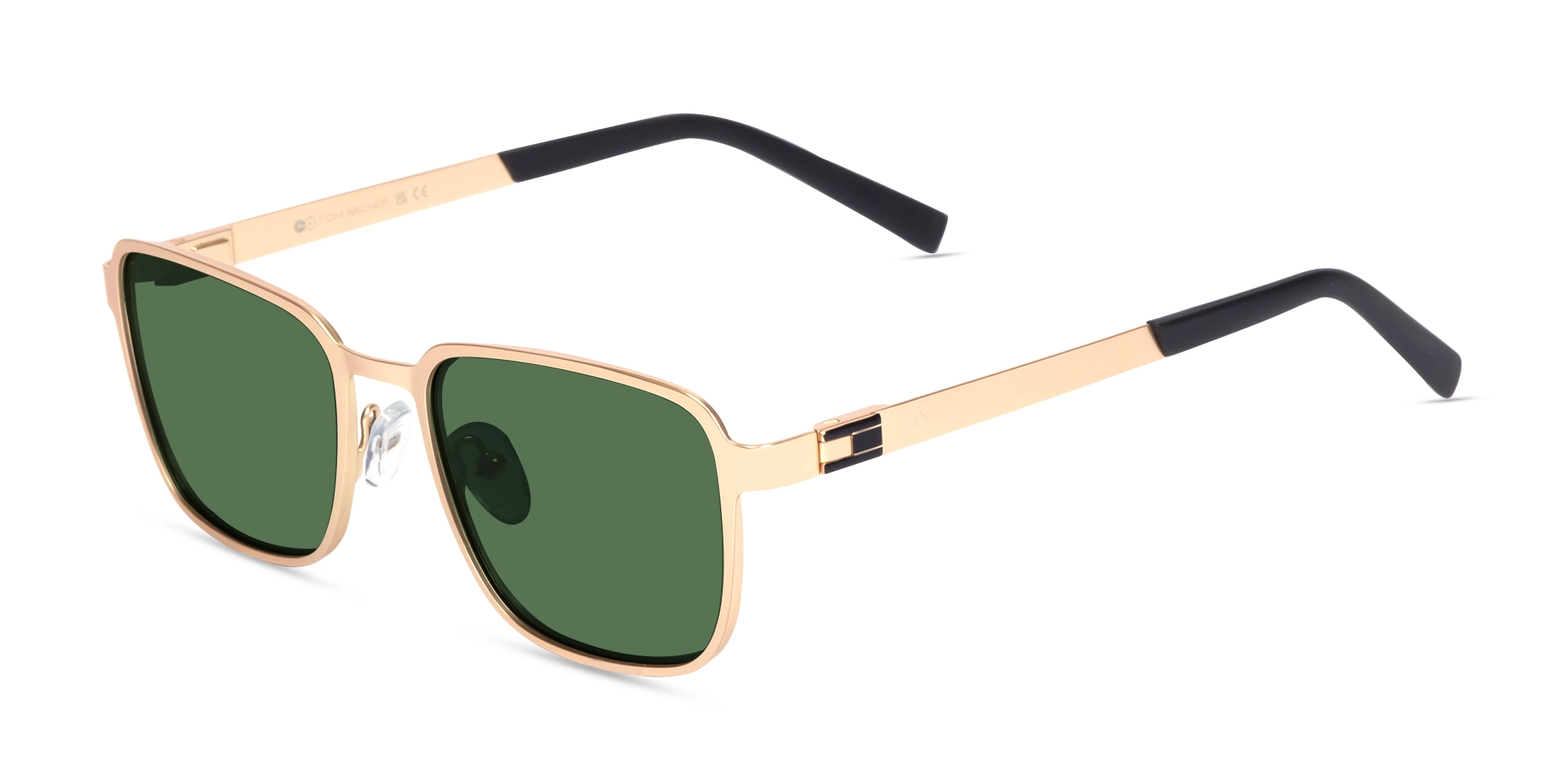 Matte Gold Rectangle Metal Full-Rim Sunglasses 1