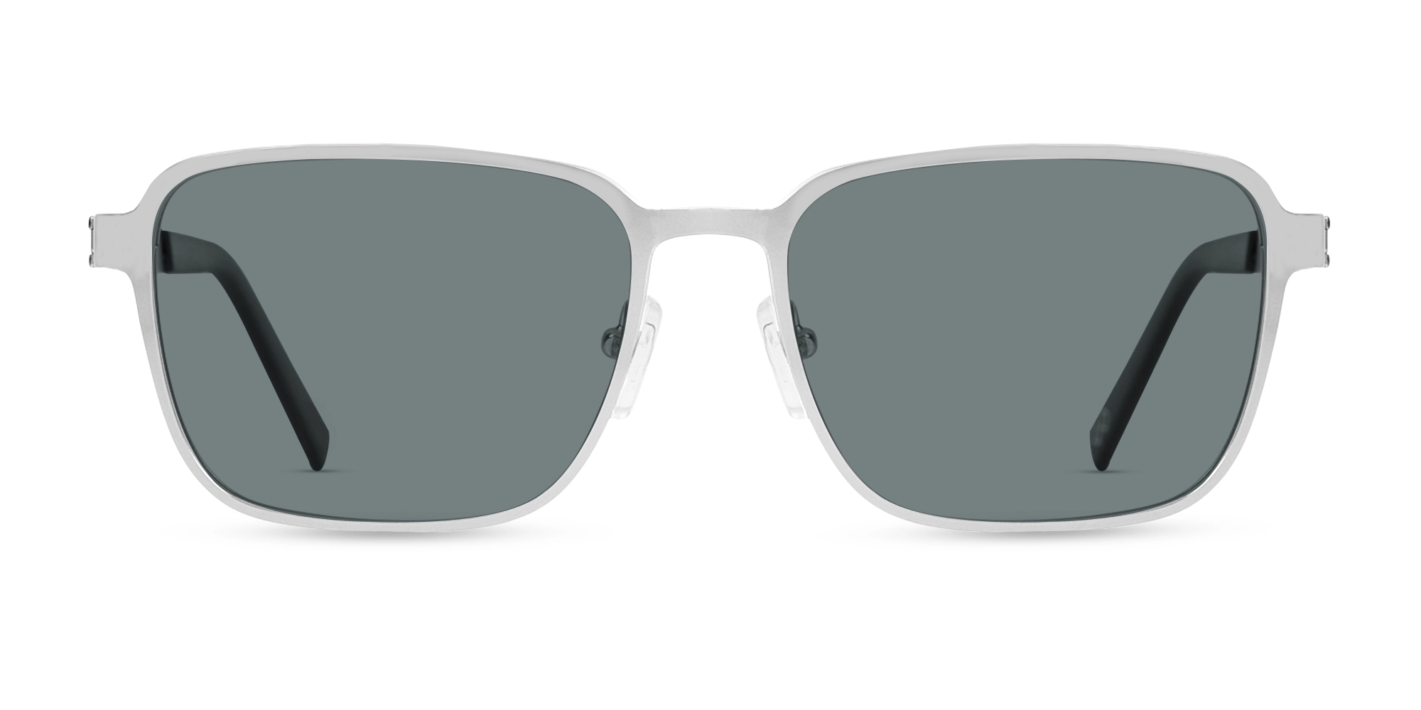 Matte Silver Metal Full-Rim Sunglasses With Nose Pads  1