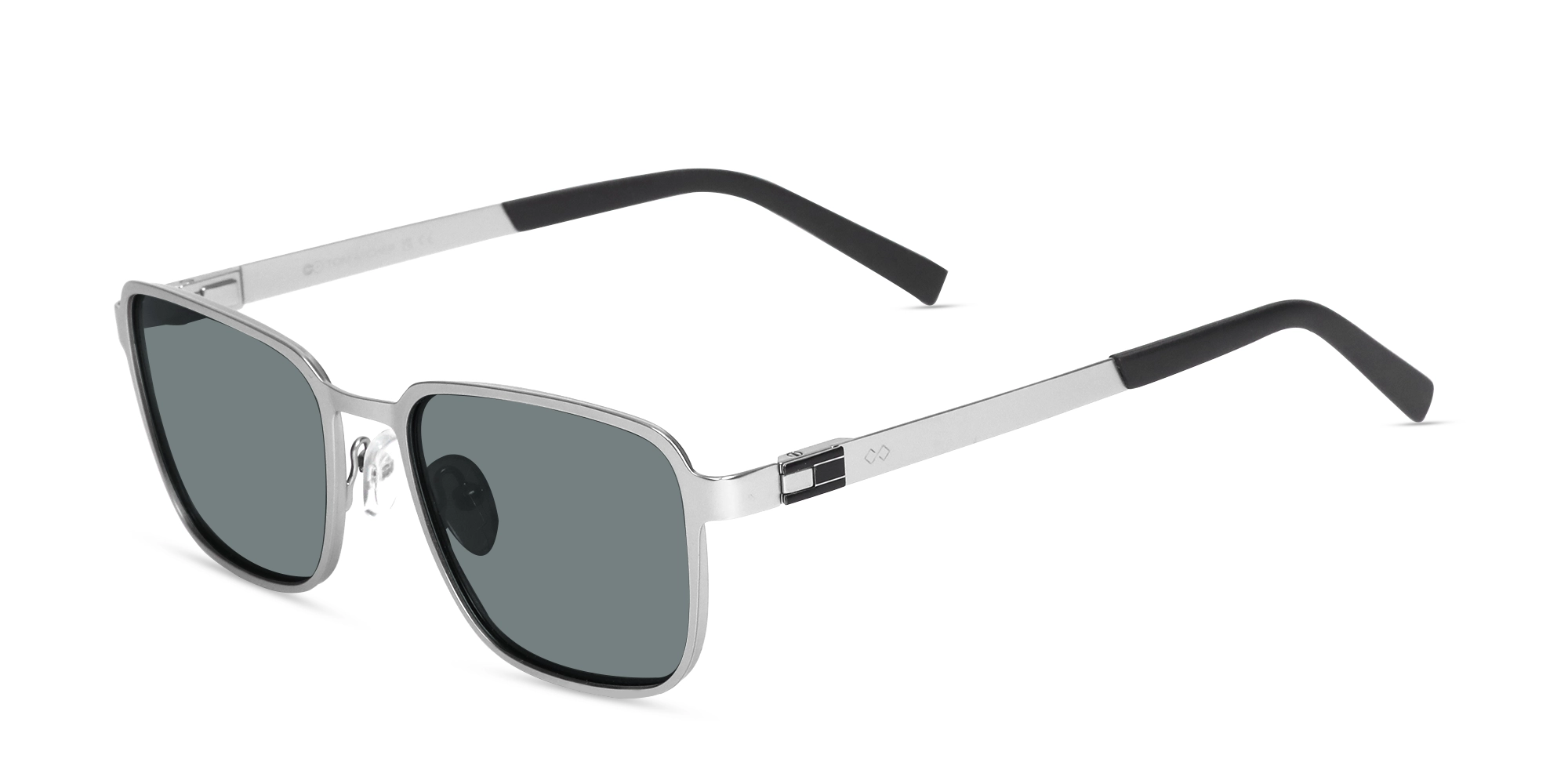 Matte Silver Metal Full-Rim Sunglasses With Nose Pads 1