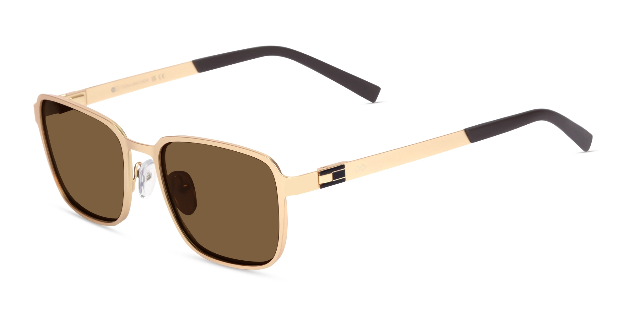 Matte Champagne Gold Square Full-Rim Sunglasses 1