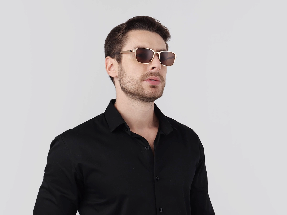 Matte Champagne Gold Square Full-Rim Sunglasses 1