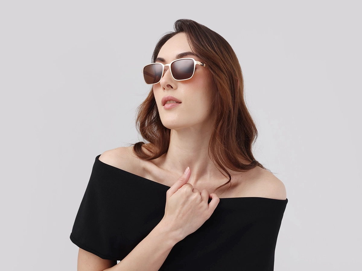 Matte Champagne Gold Square Full-Rim Sunglasses 1