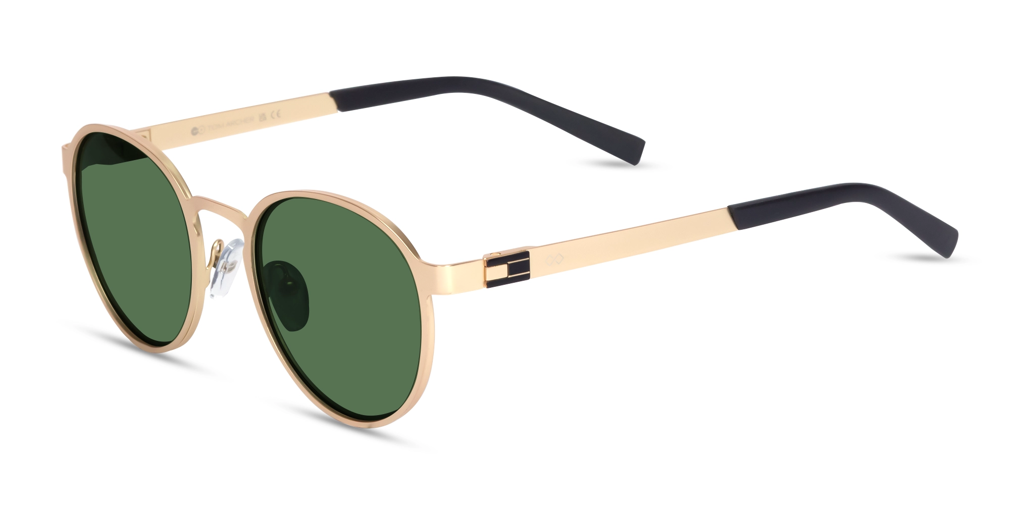 Matte Champagne Gold Round Metal Full-Rim Sunglasses 1