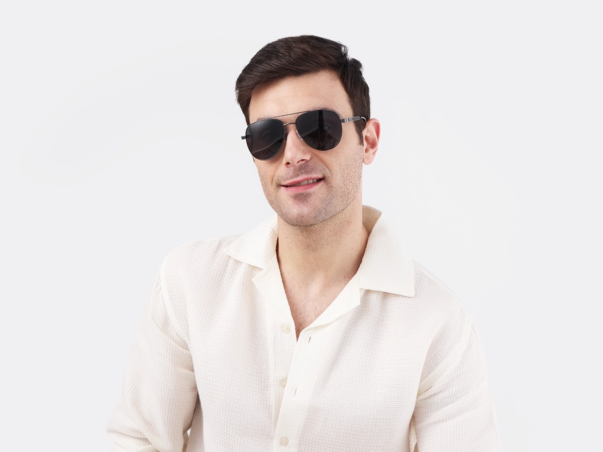 Gunmetal Full Rim Double Bridge Metal Sunglasses 1