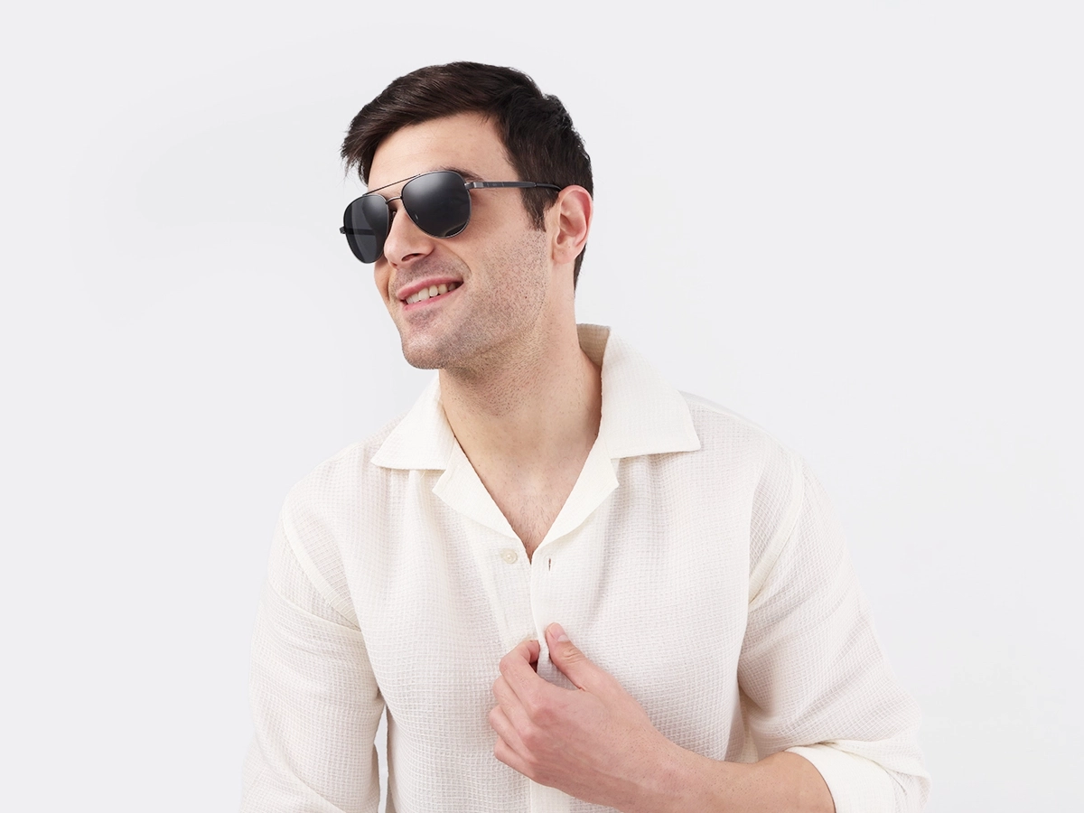 Gunmetal Full Rim Double Bridge Metal Sunglasses 1