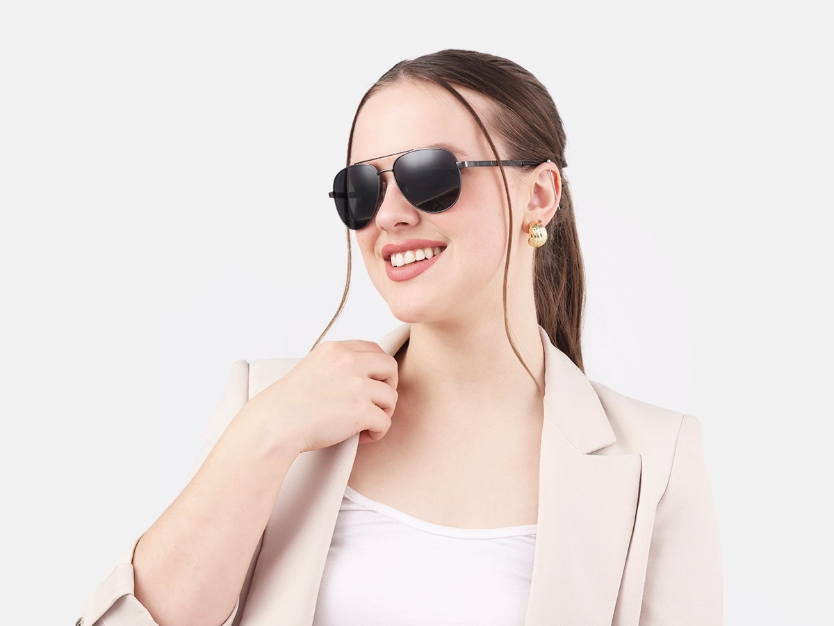 Gunmetal Full Rim Double Bridge Metal Sunglasses 1