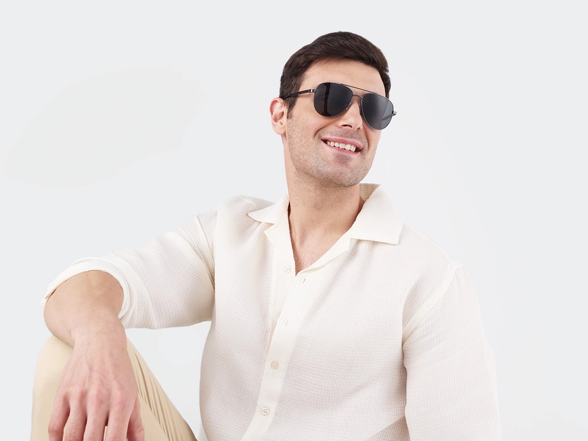 Gunmetal Full Rim Double Bridge Metal Sunglasses 1