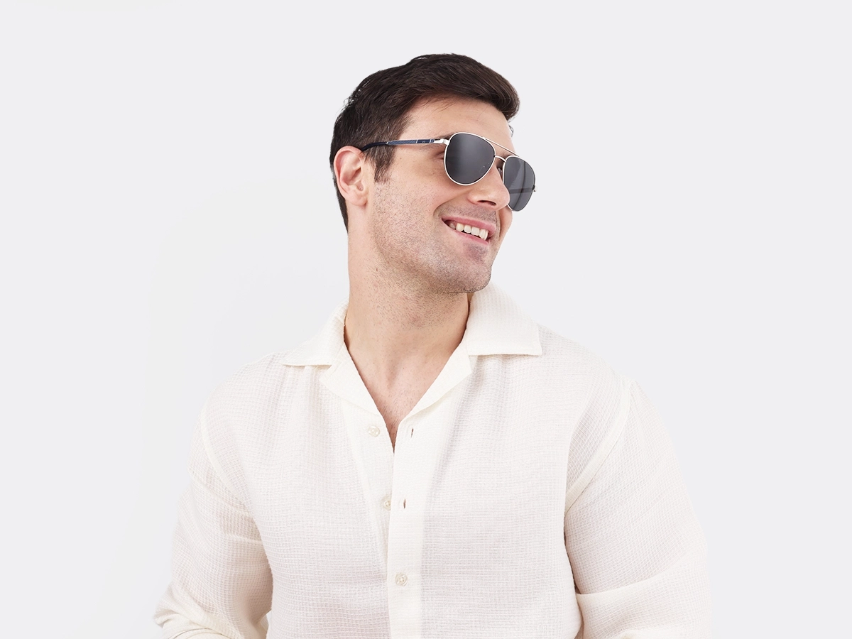 Silver Lightweight Double Bridge Metal Sunglasses 1