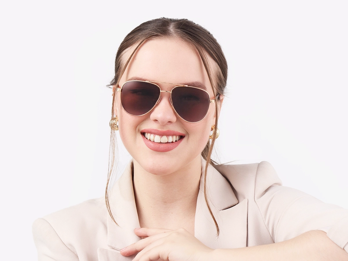 Gold Lightweight Full Rim Metal Sunglasses 1