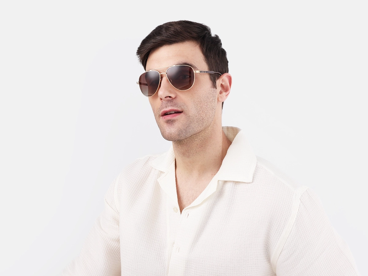 Gold Lightweight Full Rim Metal Sunglasses 1