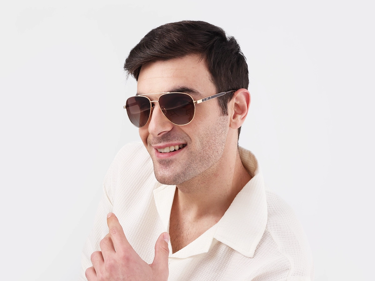 Gold Lightweight Full Rim Metal Sunglasses 1