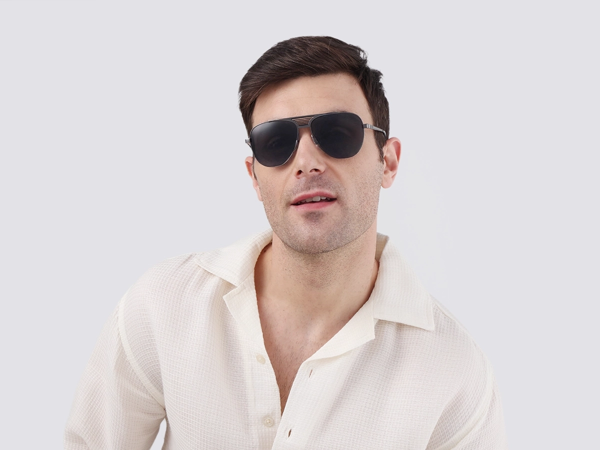 Gunmetal Pilot Sunglasses With Nose Pad 1