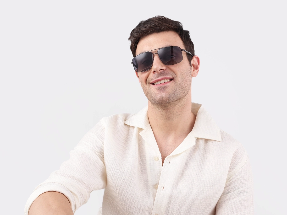 Gunmetal Pilot Double Bridge Sunglasses 1
