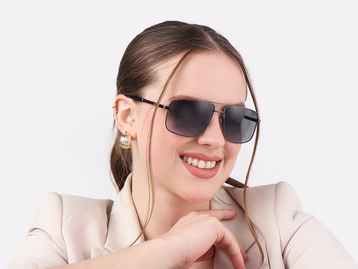 Gunmetal Pilot Double Bridge Sunglasses 1
