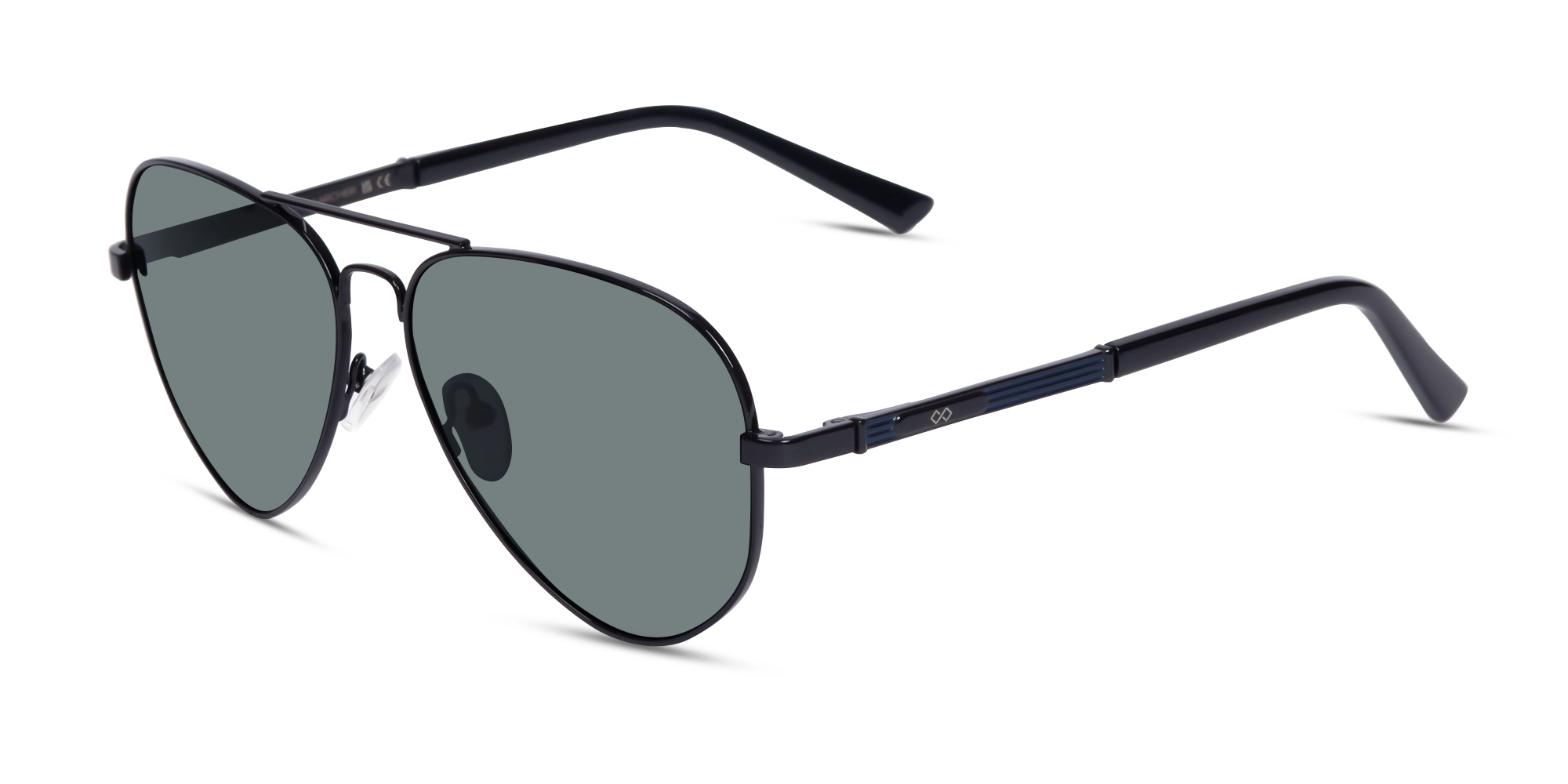 Black Lightweight Metal Pilot Sunglasses 1