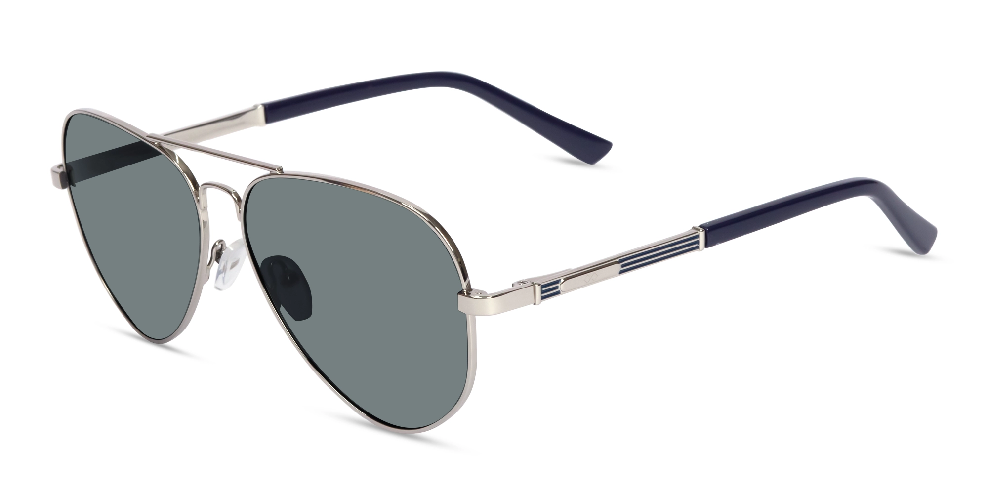 Lightweight Silver Metal Double Bridge Sunglasses 1