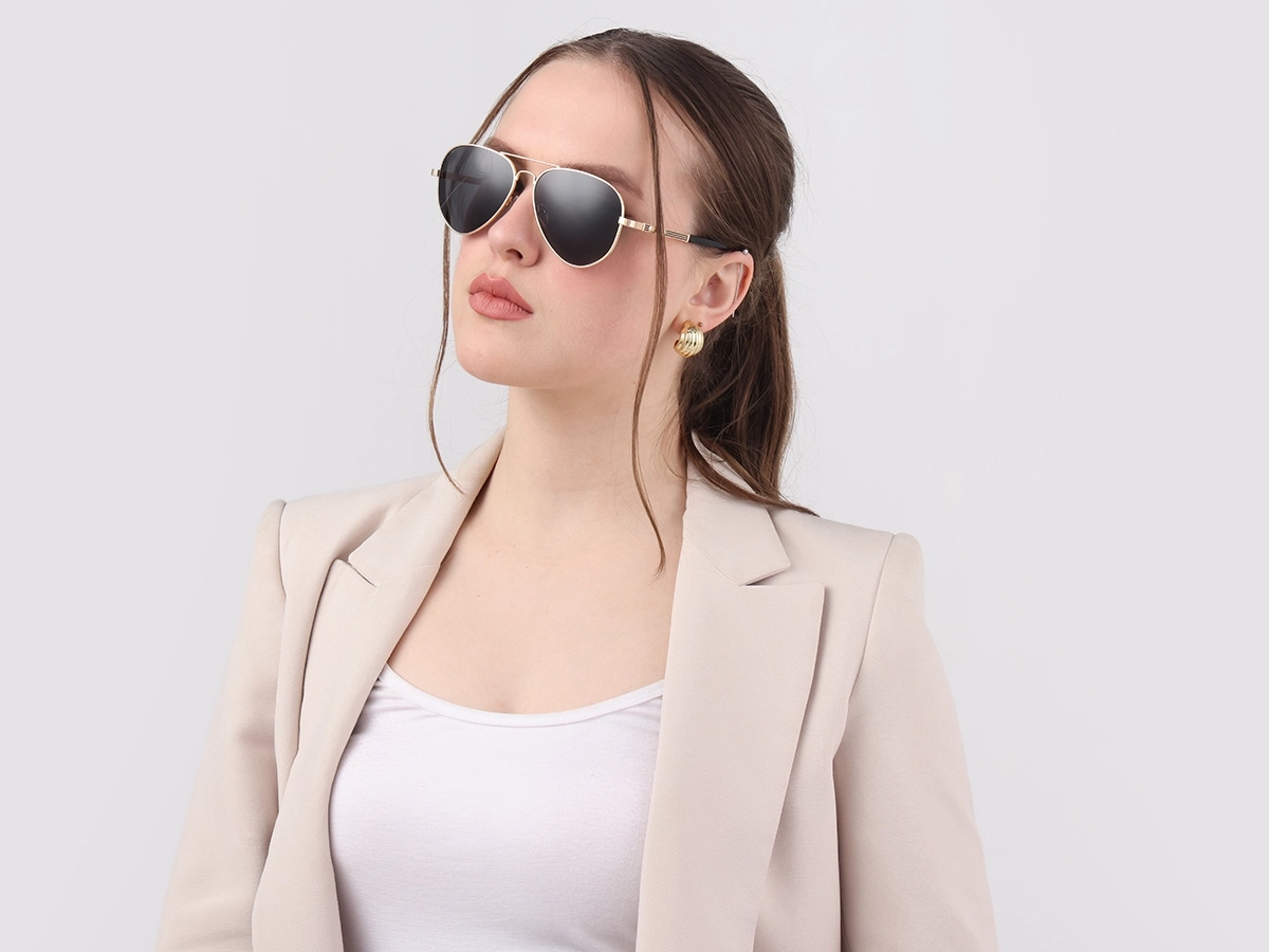 Champagne Gold Lightweight Double Bridge Sunglasses 1