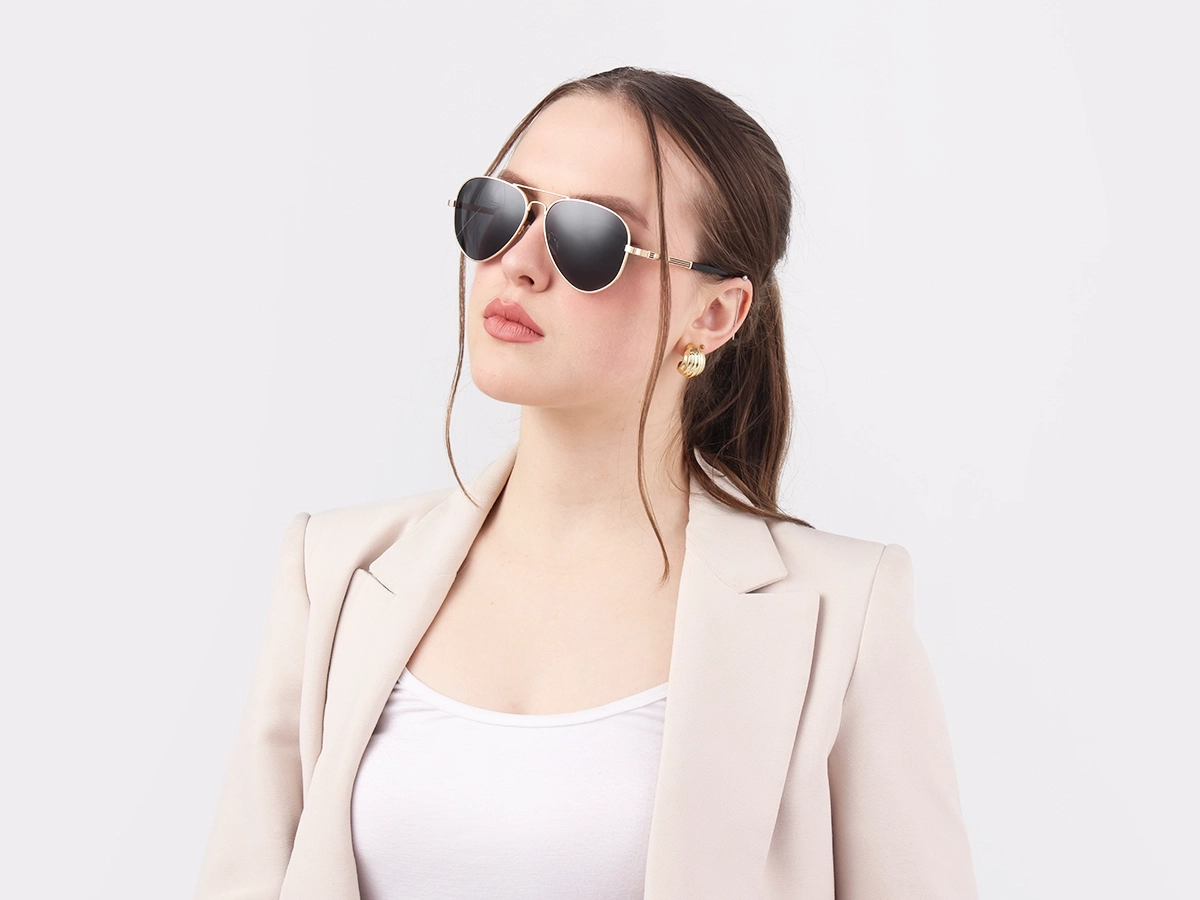 Champagne Gold Lightweight Double Bridge Sunglasses 1