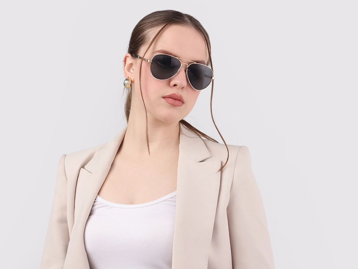 Champagne Gold Lightweight Double Bridge Sunglasses 1