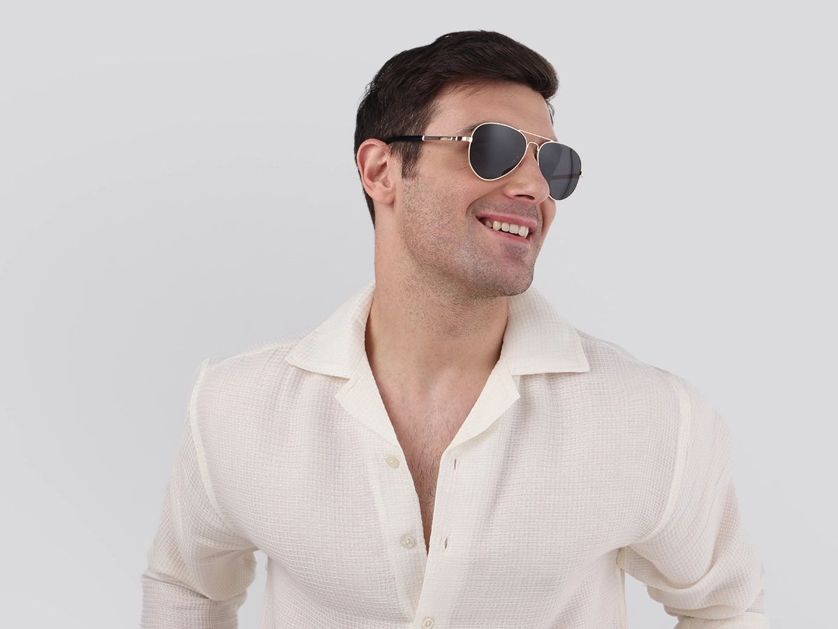 Champagne Gold Lightweight Double Bridge Sunglasses 1