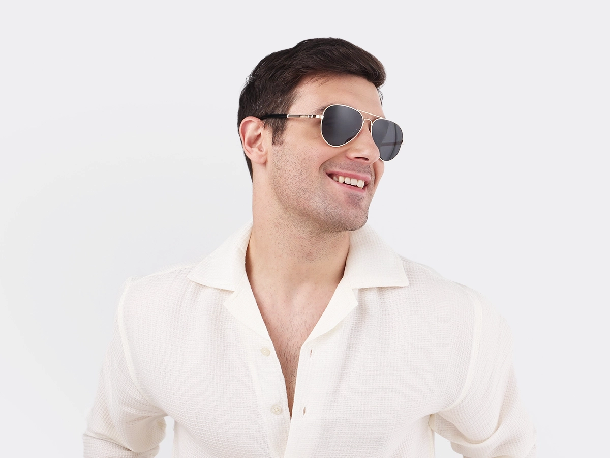 Champagne Gold Lightweight Double Bridge Sunglasses 1